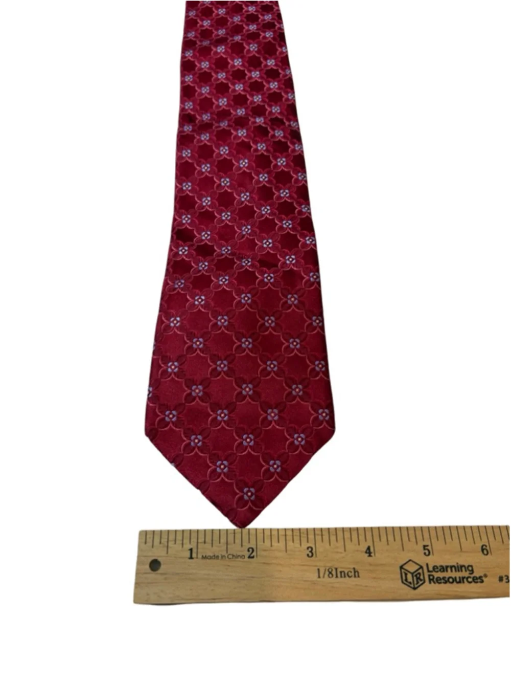Ike Behar Silk Tie Red Geometric Floral Luxury Wedding Business Classic